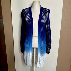 Chicos open weave blue ombre cardigan